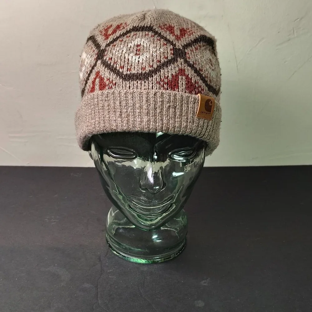 Carhartt Womens Springvale Beanie Hat Cap Desert Heather Knit Cuff Fair‎ Isle